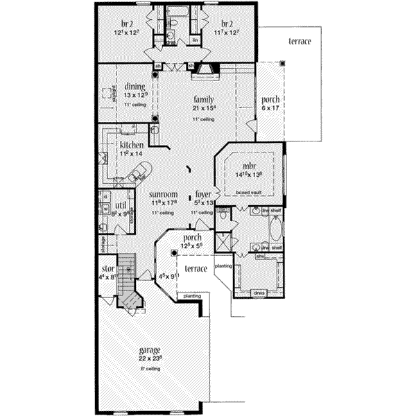 Dream House Plan - Southern Floor Plan - Main Floor Plan #36-434