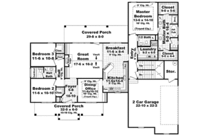 Floor Plan - Main Floor for Traditional House Plan #21-291 - 3 bed, 2.5 bath