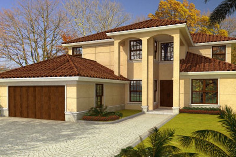 Mediterranean Style House Plan - 5 Beds 3.5 Baths 3303 Sq/Ft Plan #420-232