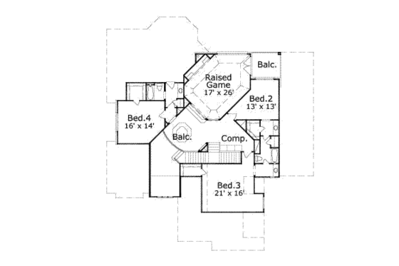 Floor Plan - Upper Floor for Traditional House Plan #411-115 - 4 bed, 3.5 bath