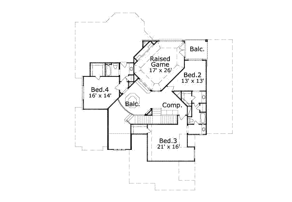 Traditional Floor Plan - Upper Floor Plan #411-115