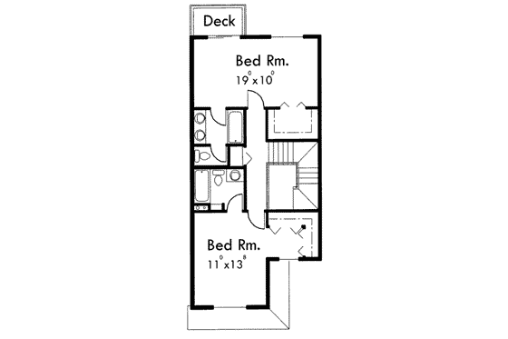 Floor Plan - Upper Floor for European House Plan #303-356 - 2 bed, 2.5 bath