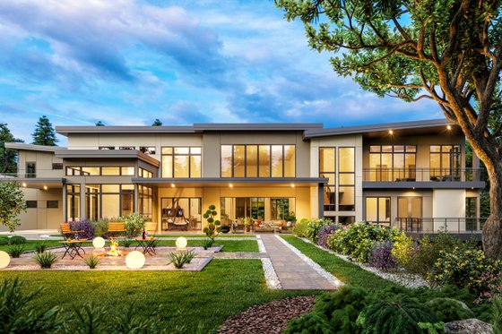 Exterior - Rear Elevation for Contemporary House Plan #1066-313 - 7 bed, 9.5 bath