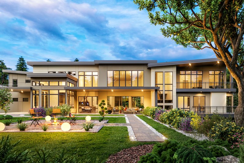 House Design - Exterior - Rear Elevation for Contemporary House Plan #1066-313 - 7 bed, 9.5 bath