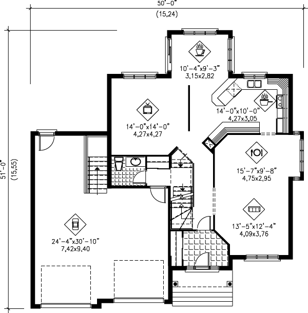 European Floor Plan - Main Floor Plan #25-2051