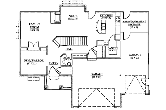 Floor Plan - Main Floor for Country House Plan #5-182 - 3 bed, 2.5 bath