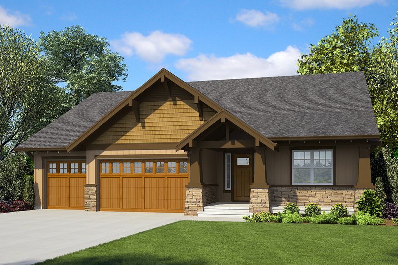 Architectural House Design - Ranch Exterior - Front Elevation Plan #48-947