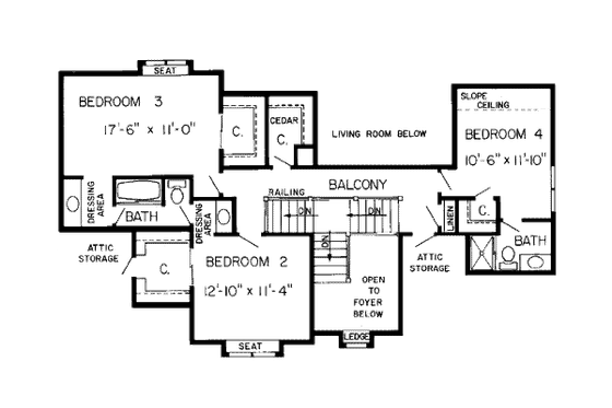 Floor Plan - Upper Floor for European House Plan #312-779 - 4 bed, 3.5 bath