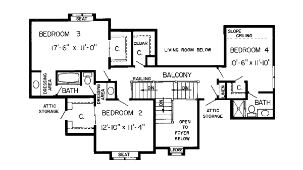 Floor Plan - Upper Floor for European House Plan #312-779 - 4 bed, 3.5 bath