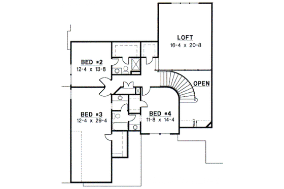 Floor Plan - Upper Floor for Traditional House Plan #67-299 - 4 bed, 3 bath