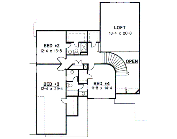 Traditional Floor Plan - Upper Floor Plan #67-299