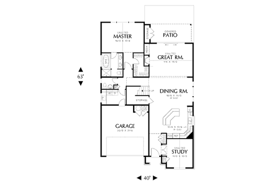 Floor Plan - Main Floor for Traditional House Plan #48-502 - 4 bed, 2.5 bath