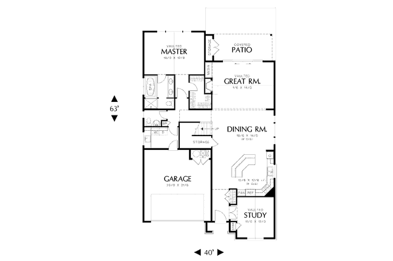 Home Plan - Floor Plan - Main Floor for Traditional House Plan #48-502 - 4 bed, 2.5 bath