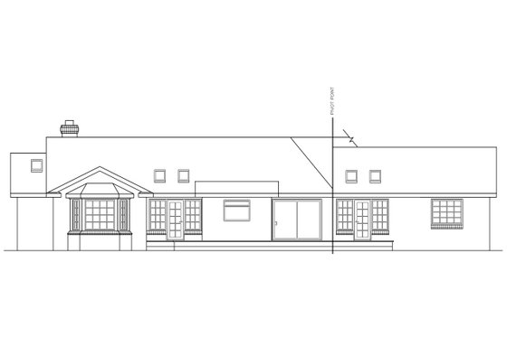 Exterior - Rear Elevation for Ranch House Plan #124-188 - 4 bed, 3 bath