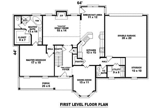 Floor Plan - Main Floor for Colonial House Plan #81-820 - 4 bed, 3.5 bath