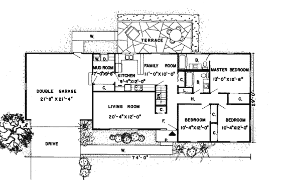 Floor Plan - Main Floor for Ranch House Plan #312-560 - 3 bed, 2 bath