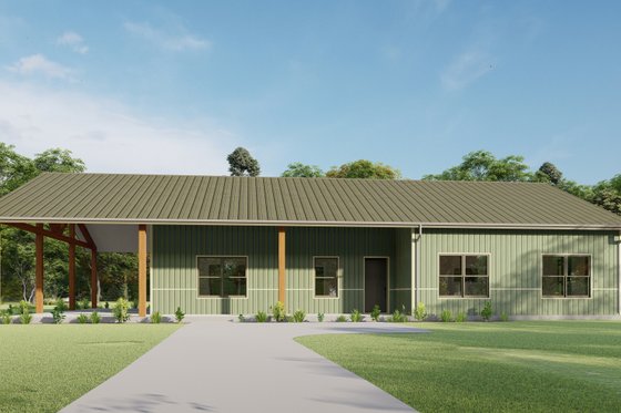 Exterior - Rear Elevation for Barndominium House Plan #1092-33 - 3 bed, 2 bath