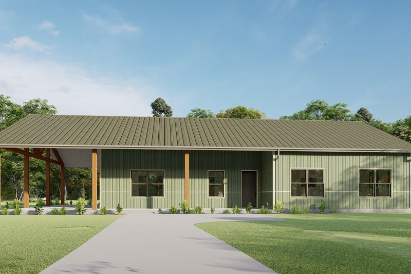 House Plan Design - Exterior - Rear Elevation for Barndominium House Plan #1092-33 - 3 bed, 2 bath