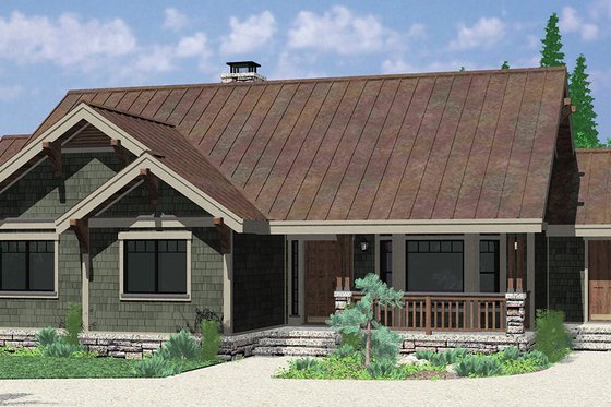 Exterior - Front Elevation for Bungalow House Plan #303-441 - 3 bed, 2 bath