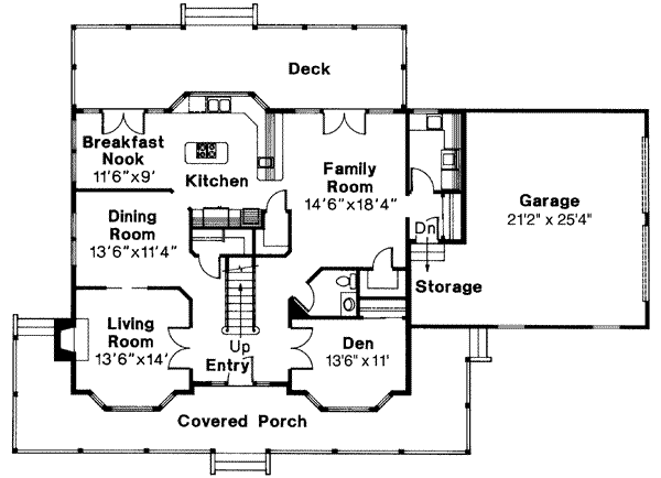 Architectural House Design - Farmhouse Floor Plan - Main Floor Plan #124-178