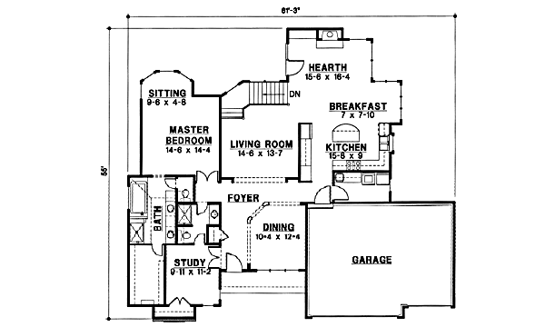 Traditional Floor Plan - Main Floor Plan #67-196
