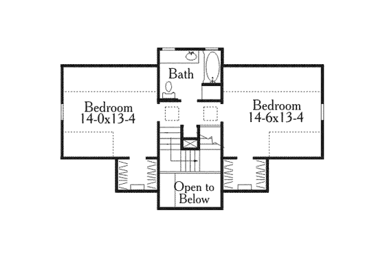 Floor Plan - Upper Floor for Southern House Plan #406-179 - 3 bed, 2.5 bath