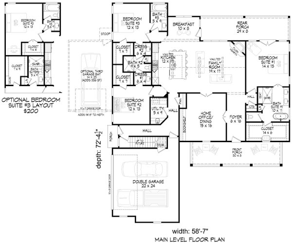 Architectural House Design - Farmhouse Floor Plan - Main Floor Plan #932-1327
