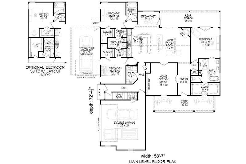 Farmhouse Style House Plan - 3 Beds 2 Baths 2290 Sq/Ft Plan #932-1327 ...