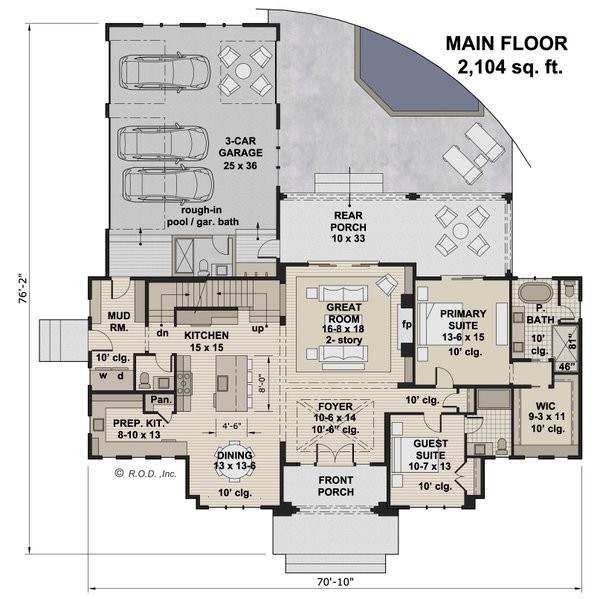 Farmhouse Floor Plan - Main Floor Plan #51-1255