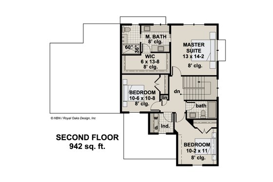 Floor Plan - Upper Floor for Traditional House Plan #51-1195 - 3 bed, 2.5 bath