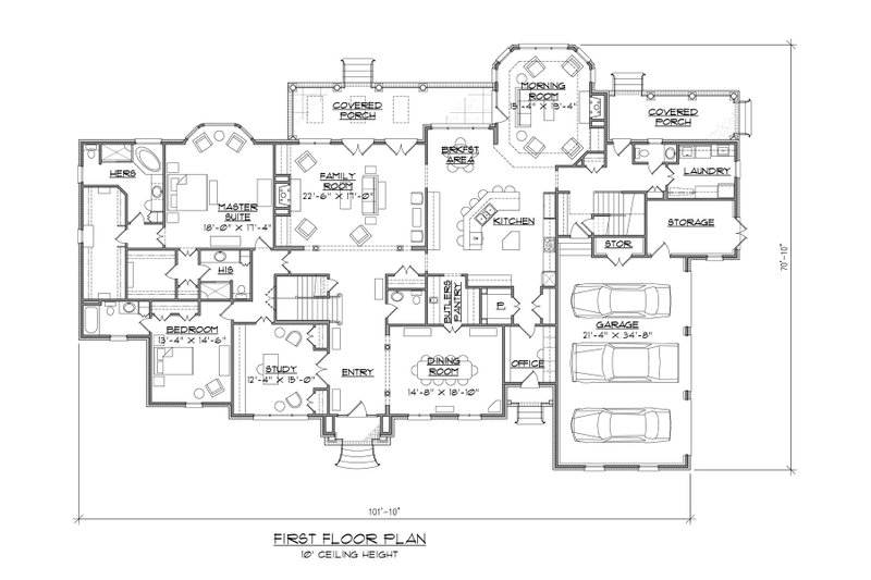 Home Plan - Floor Plan - Main Floor for Classical House Plan #1054-90 - 4 bed, 6.5 bath