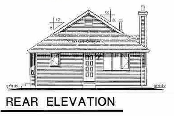 Exterior - Rear Elevation for Cottage House Plan #18-1038 - 3 bed, 2 bath