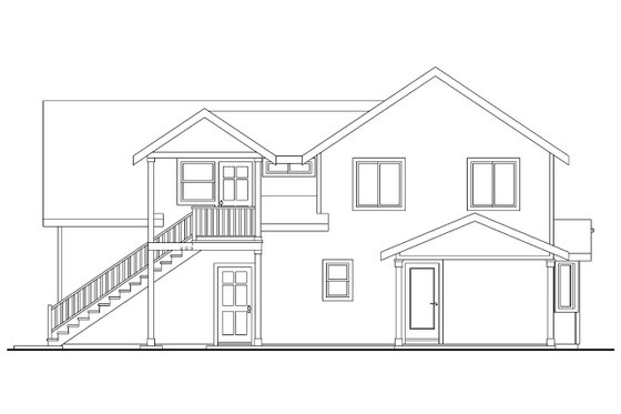 Exterior - Rear Elevation for Craftsman House Plan #124-612 - 3 bed, 2.5 bath