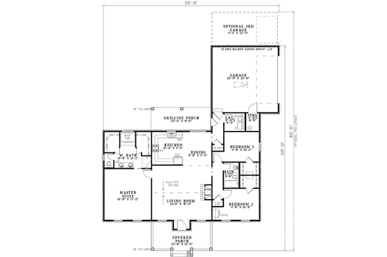 Floor Plan - Main Floor for Southern House Plan #17-2156 - 3 bed, 2 bath