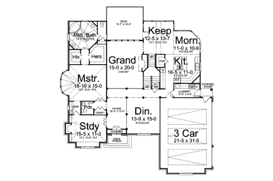 Floor Plan - Main Floor for Traditional House Plan #119-352 - 4 bed, 3 bath