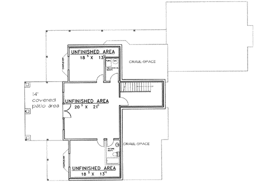 Floor Plan - Lower Floor for Modern House Plan #117-384 - 3 bed, 3.5 bath
