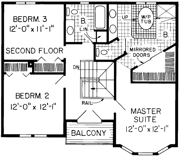 Floor Plan - Upper Floor for Country House Plan #312-114 - 3 bed, 2.5 bath