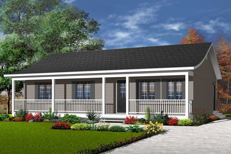Architectural House Design - Exterior - Front Elevation 3 for Ranch House Plan #23-857 - 3 bed, 1 bath