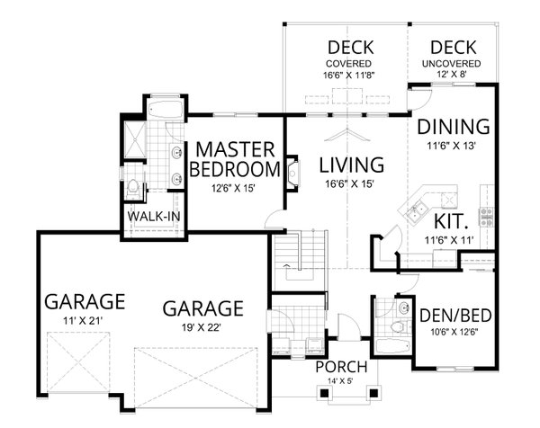 Craftsman Floor Plan - Main Floor Plan #112-244
