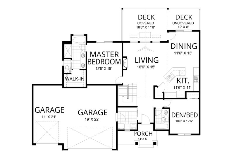 House Blueprint - Floor Plan - Main Floor for Craftsman House Plan #112-244 - 4 bed, 3 bath
