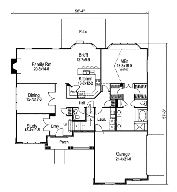 Dream House Plan - Traditional Floor Plan - Main Floor Plan #57-275