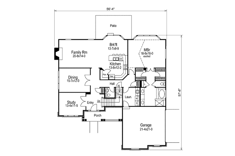 Dream House Plan - Floor Plan - Main Floor for Traditional House Plan #57-275 - 4 bed, 3.5 bath