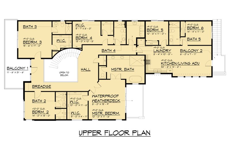 Dream House Plan - Floor Plan - Upper Floor for Contemporary House Plan #1066-291 - 7 bed, 6.5 bath
