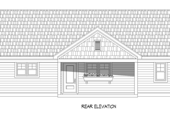 Exterior - Rear Elevation 1 for Country House Plan #932-383 - 3 bed, 3 bath