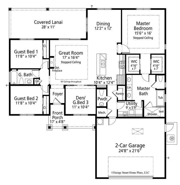 Craftsman Floor Plan - Main Floor Plan #938-95