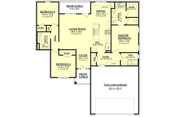 Floor Plan - Main Floor for Traditional House Plan #430-134 - 3 bed, 2 bath
