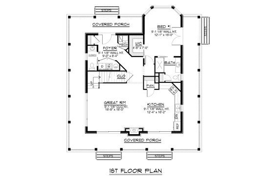 Floor Plan - Main Floor for Craftsman House Plan #1064-15 - 4 bed, 2.5 bath