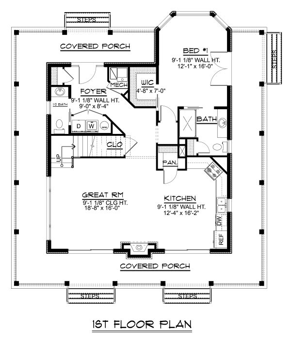 Craftsman Floor Plan - Main Floor Plan #1064-15