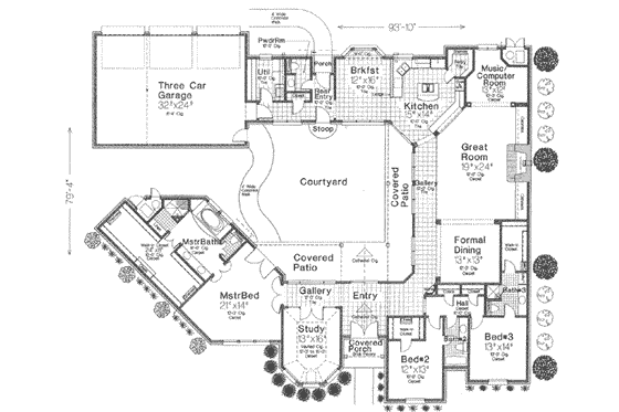 Floor Plan - Main Floor for European House Plan #310-338 - 3 bed, 3.5 bath