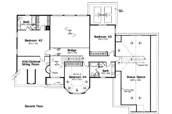 Floor Plan - Upper Floor for European House Plan #312-829 - 4 bed, 3.5 bath